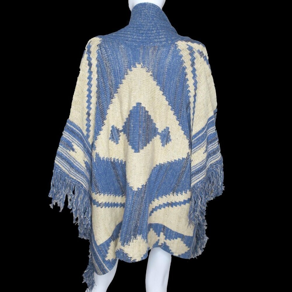 Ralph Lauren Cardigan Sweater Western Aztec Poncho Southwestern Fringe Medium MP - Picture 3 of 6